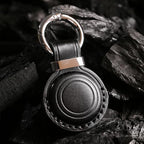 Genuine Leather Keychain Holder Compatible with AirTag (Black)
