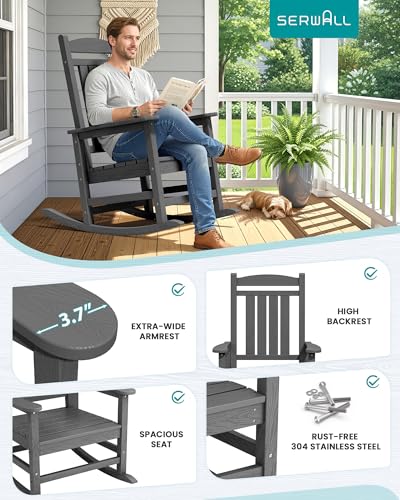 Outdoor Rocking Chair Set of 6 (Dark Gray / 6 Packs)