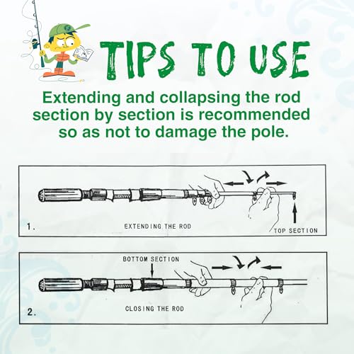 Kids Fishing Pole with Reel Beginner Kit for Boys Girls Ages 3 (GREEN)