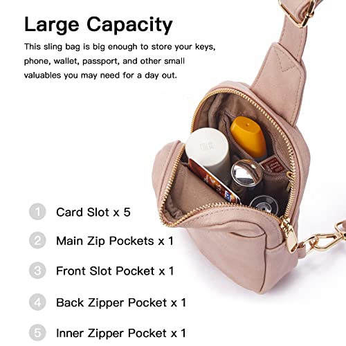 Small Sling Bag for Women Leather Crossbody Bag for Women Dusty Pink (1-dusty Pink)