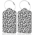 2Pack Luggage Tags for Suitcases (Gray Leopard Print)