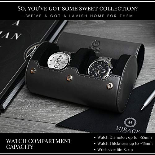 Watch Travel Case for Men Watch Roll for Travel Organizer and Display Watch Case (2-Slots / Gray)