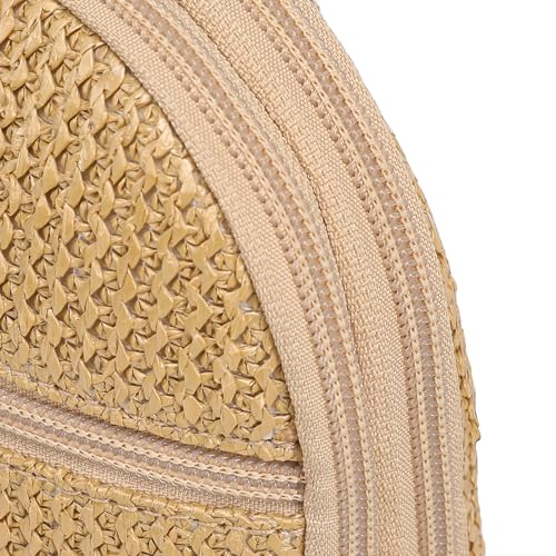 Faux Straw Crossbody Bags for Women Small RFID Summer Sling Bag (Dessert Khaki)