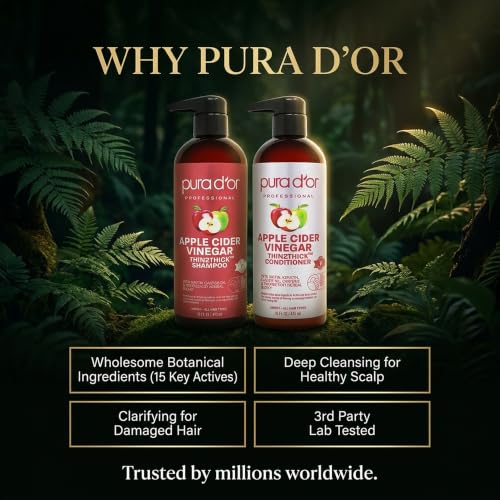 Apple Cider Vinegar Shampoo & Conditioner Clarifying Set (32 Fl Oz (Pack of 1))
