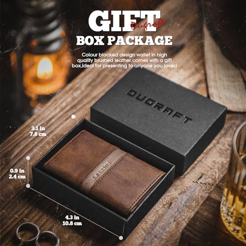 Trifold Card Wallet for Men RFID Blocking with Pop Up Credit Card Holder (Brown)