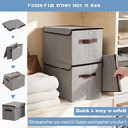 Large 17" 42 Quarts Collapsible Stackable Storage Bins with Lids [3 (Gray / Large - 3 Pack)