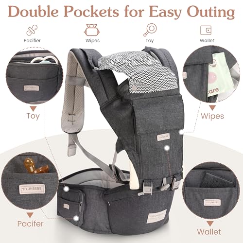 Baby Carrier Newborn to Toddler Baby Carriers with Seat Infant Baby Holder Backpack Baby Carriers Front and Back for Carrying and Hiking (Dark Grey)
