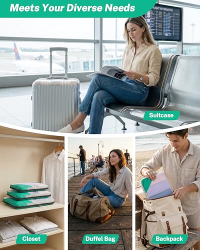 Compression Packing Cubes for Travel (Set of 10 / Green Turquoise)