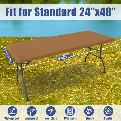 2 Pack Rectangle Spandex Fitted Table Cloth (Brown / 48" x 24" (Rectangular))