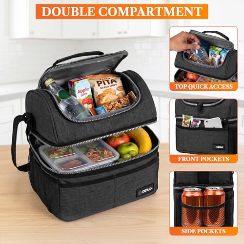 Insulated Lunch Bag for Men Women (Heather Charcoal)
