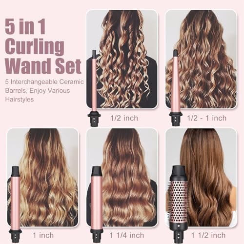 5 in 1 Curling Wand Set (Rose Gold)