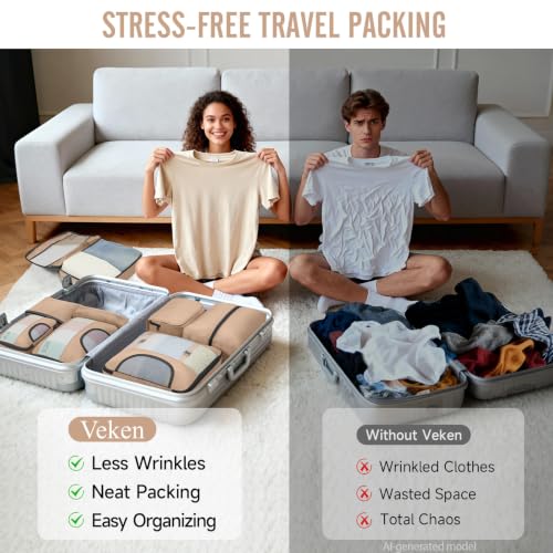 8 Set Packing Cubes for Travel Essentials (16 Gold)