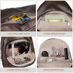 Crossbody Bags for Women Anti Theft Small Sling Handbag with Zipper Lock Vegan Leather RFID Blocking Chest Pure (Coffee)