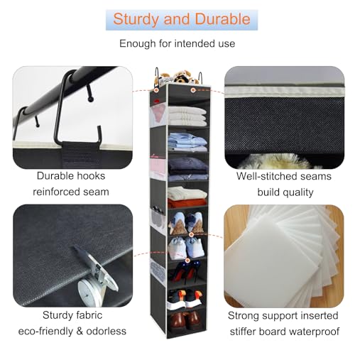 Large Sized Hanging Shoe Organizer 10 (Black / 1 pack)