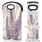 Cartoon Lavender 2 Bottle Wine Carrier Tote Bag Insulated Wine Bottles Neoprene Bag with Secure Carry Handle Portable Wine Cooler Bag for Travel Picnic Beach (Cartoon Lavender)