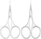 Multicolor Professional Grooming Scissors for Personal Care Facial Hair Removal and Ear Nose Eyebrow Trimming Stainless Steel Fine Straight Tip Scissors 3.9 Inch (Curved Silver Set)
