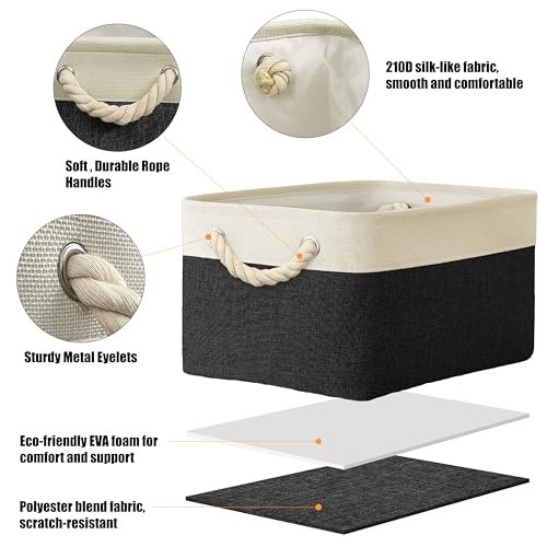 15.7" x 12" Wide & Low Fabric Storage Bin (Black / Wide & Low - 15.75" x 12" x 8.25")