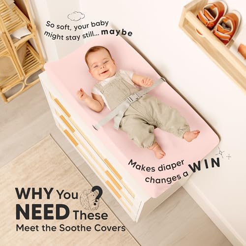2 Pack Organic Changing Pad Covers for Girl (Mist Rose / 100% Cotton)
