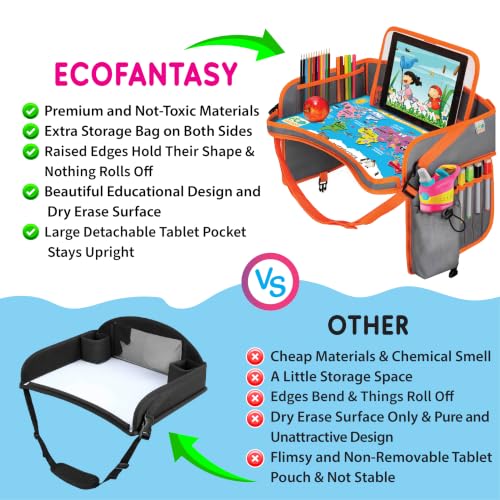 Kids Car Seat Travel Tray (ORANGE)