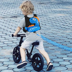Toddler Harness Leash with Anti Lost Wrist Link (Black/Blue Spotted Brachiosaurus, Blue Link)