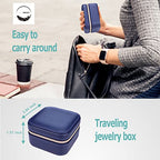 Travel Small Portable Mini Jewelry Case for collection Rings Necklaces Earrings and Lipstick Blue (Blue)