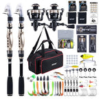 Fishing Rod and Reel Combo (2 Rod & 2 Reel Spinning Fishing Combo - Oxford Soft Case / 2.4M/8FT - B)