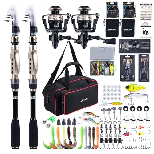 Fishing Rod and Reel Combo (2 Rod & 2 Reel Spinning Fishing Combo - Oxford Soft Case / 2.4M/8FT - B)