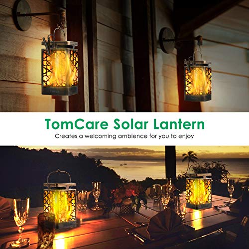 Solar Lanterns Outdoor (Flickering Flame / 2 Pack Bronze)