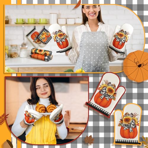 10 Pcs Fall Thanksgiving Pumpkin Kitchen Decor Set Sunflower (Orange / Pumpkin)