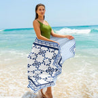 Microfiber Beach Towel for Adults with Bag (Portuguese Tile / Extra Large 78x35")