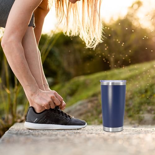 20oz Tumbler Insulated Coffee Tumblers with Lid Stainless Steel Navy 4P (Navy)
