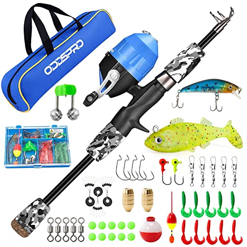 Kids Fishing Pole (Black / 4.92 ft)