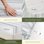 100% Egyptian Cotton Queen Size Sheets Set (Queen / 17 - Doted Stripe)