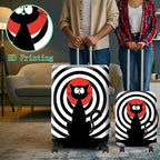 Luggage Cover Suitcase Protector Plus 1 Luggage Tag (Pop Art Black Cat / XL)