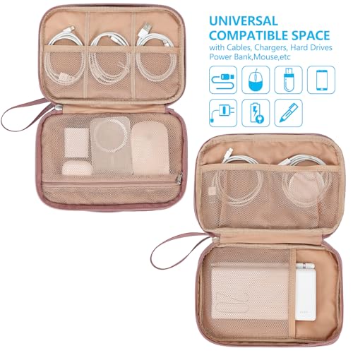 Electronics Travel Organizer Cord Case (Large / Rose-wood Pink)
