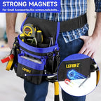 Tool Belt,14-Pockets Tool Belts for Men with Magnetic Tool Pouch (Black&blue)
