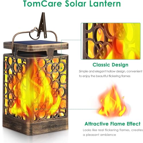 Solar Lanterns Outdoor (Flickering Flame / 4 Pack Bronze)