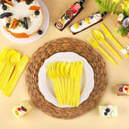 90 Pieces Yellow Plastic Cutlery Set (Yellow)