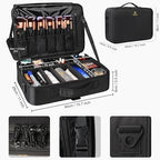 Makeup Case Large Makeup Bag Professional Train Case 16.5 inches Travel Cosmetic Organizer Brush Holder Waterproof Makeup Artist Storage Box (Large / Black)