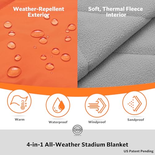 Large Waterproof Outdoor Stadium Blanket (01 - Game Day Orange)