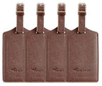 4 Pack Leather Luggage Travel Bag Tags by Travelambo Brown (Brown)