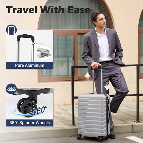 Lightweight Luggage with TSA Lock (Medium(24in) / Silver)
