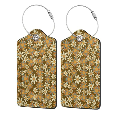 Flowers Leather Luggage Tag with Stainless Steel Ring (1 PCS / Flowers1)