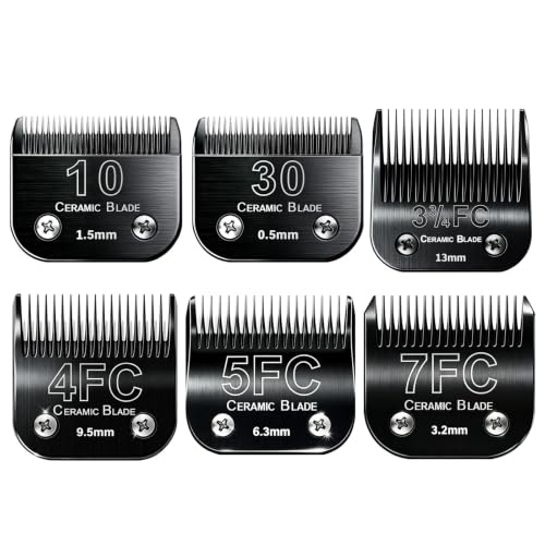 6Pack Dog Grooming Blades Compatible with Andis (Black-10303457 / Black)