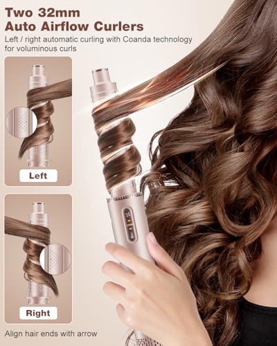 7-in-1 Air Multi-Styler & Hair Dryer Brush with Auto-Wrap Curlers (Pink)