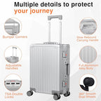 All Aluminum 24 Inch Luggage With Spinner Wheels (Silvery / 24)