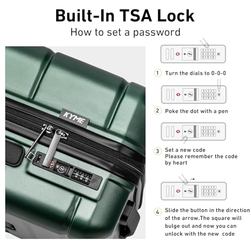 24 Inch Luggage (Green / Checked-Medium 24-Inch)