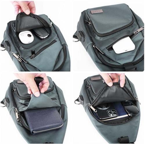 Crossbody Hiking Casual Sling Bag For Men Women Travel Camping Chest Backpack Daypack (Green / Large)
