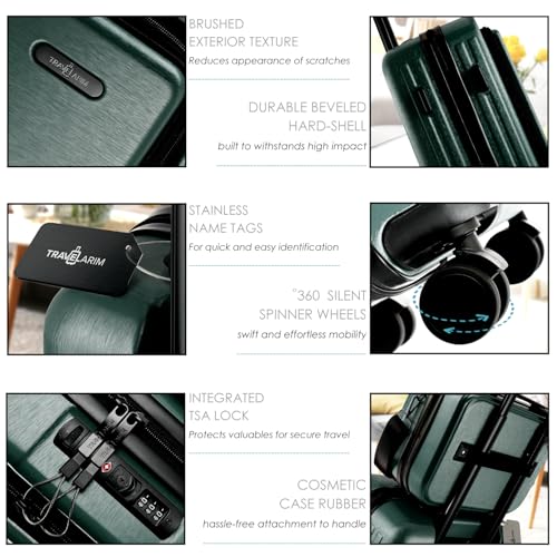 20 Inch Carry On Luggage 22x14x9 Airline Approved Suitcase (Carry-on 20 Inch / Green)
