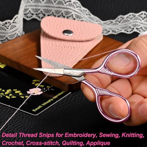 Small Pointed Scissors for Women Men Facial Hair (Pink)